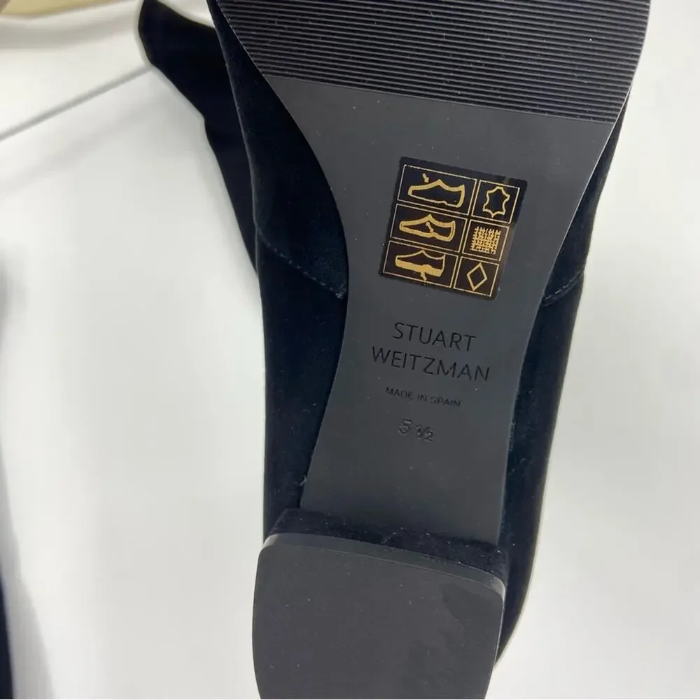 New Stuart Weitzman Genna 25 Over-the-Knee Black Stretch Suede Boots Size 36/5.5